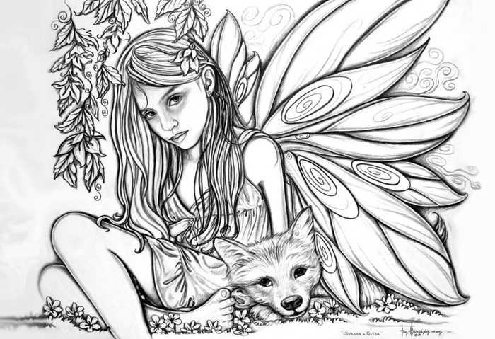 Realistic Fairy Adult Coloring Pages