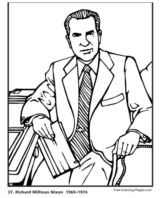 Richard Nixon Presidents Day Coloring Page