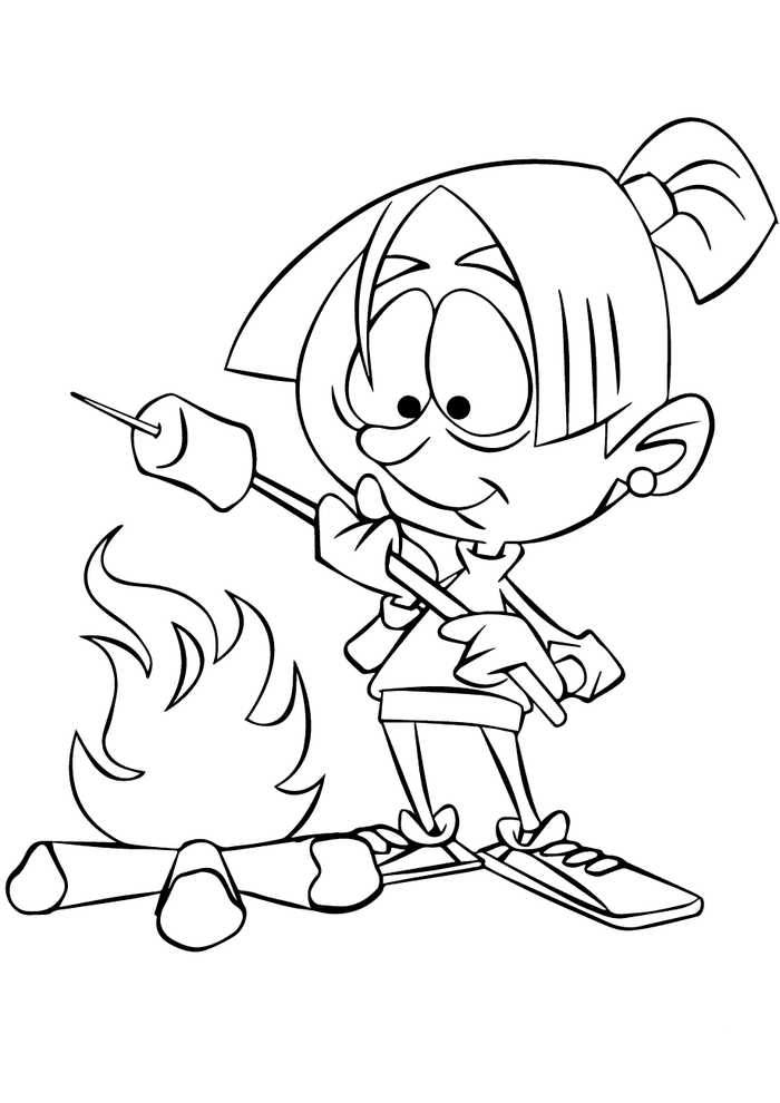 Roasting Marshmallows Camping Coloring Page