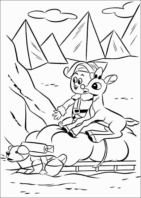 Rudolph And Hermey Coloring Page