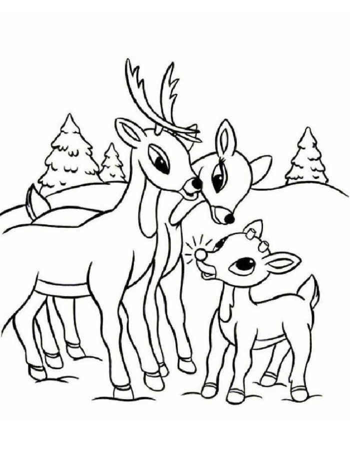 Rudolph And Parents Coloring Page