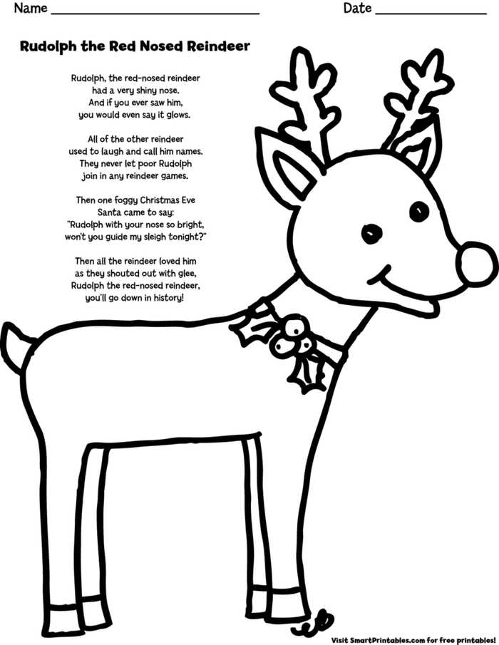 Rudolph The Red Nosed Reindeer Song Lyrics Printable