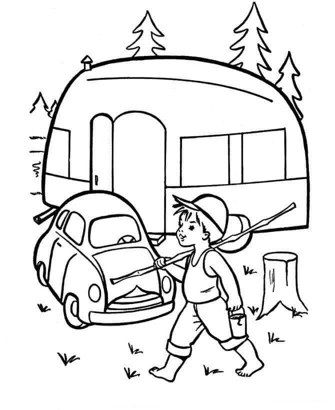 Rv Camper Camping Coloring Sheets