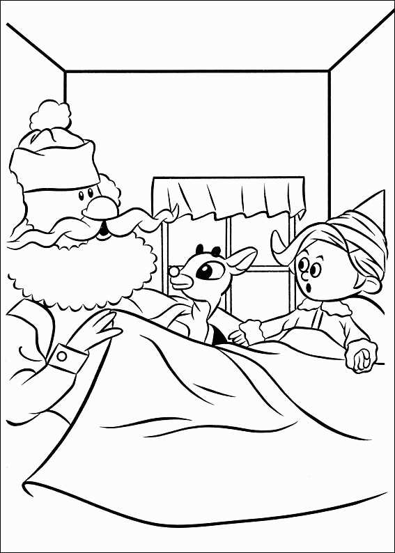 Santa And Rudolph Coloring Page