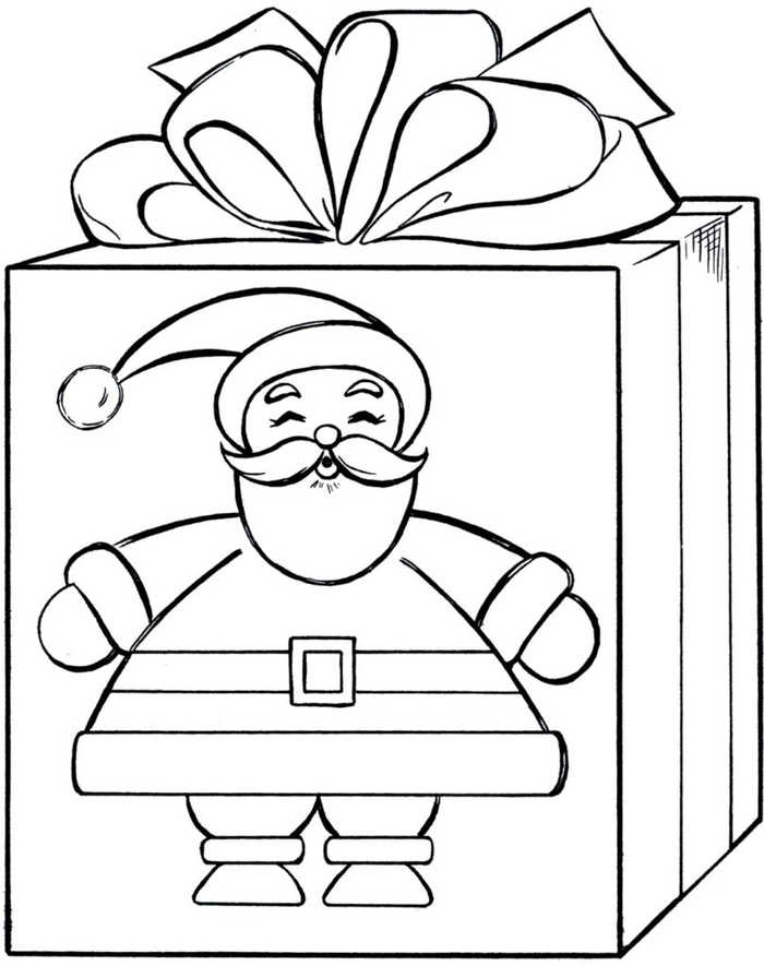 Santa Christmas Present Coloring Page