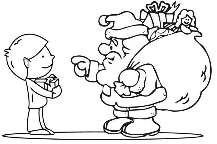 Santa Giving Christmas Present Coloring Page