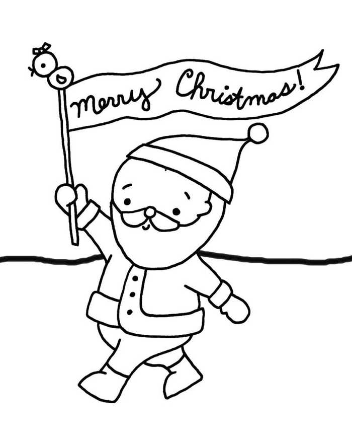 Santas Merry Christmas Banner Coloring Page