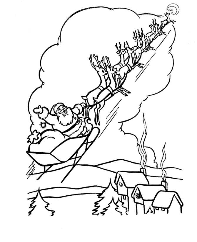 Santas Sleigh Rudolph Coloring Page