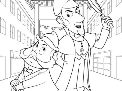 Sherlock Gnomes And Gnome Watson Coloring Page