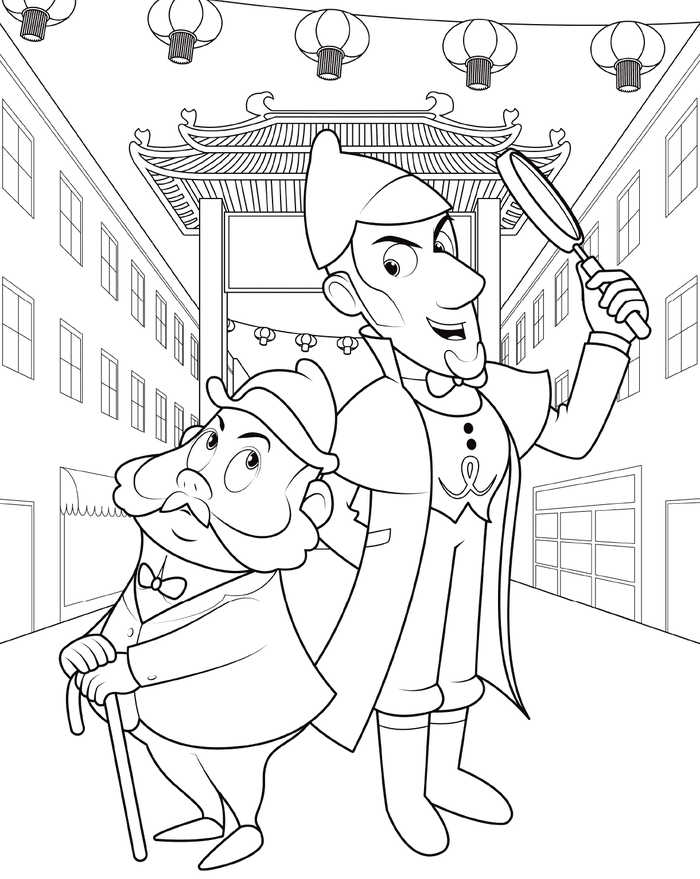 Sherlock Gnomes And Gnome Watson Coloring Page