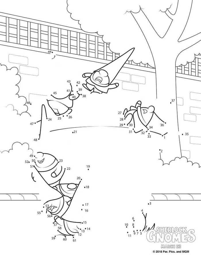 Sherlock Gnomes Connect The Dots Coloring Sheet