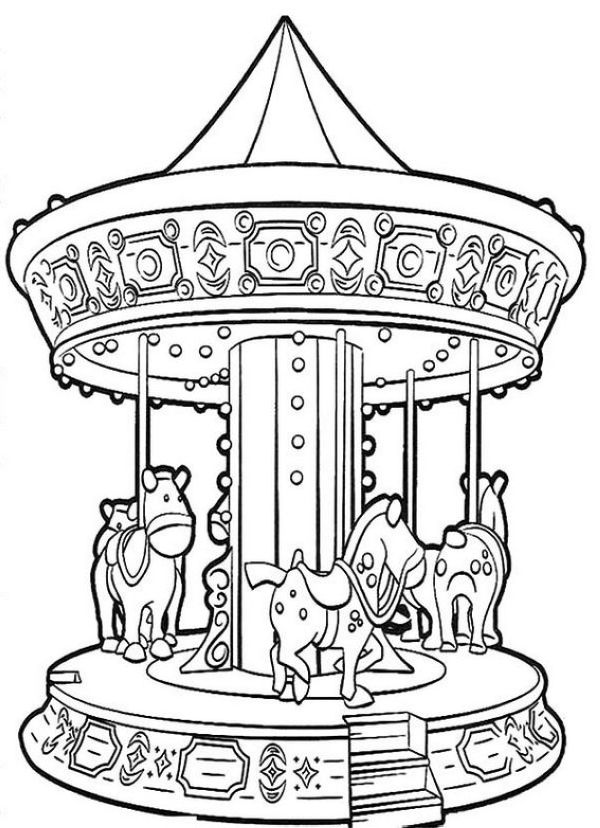 Shining Night Carnival Carousel Coloring Pages