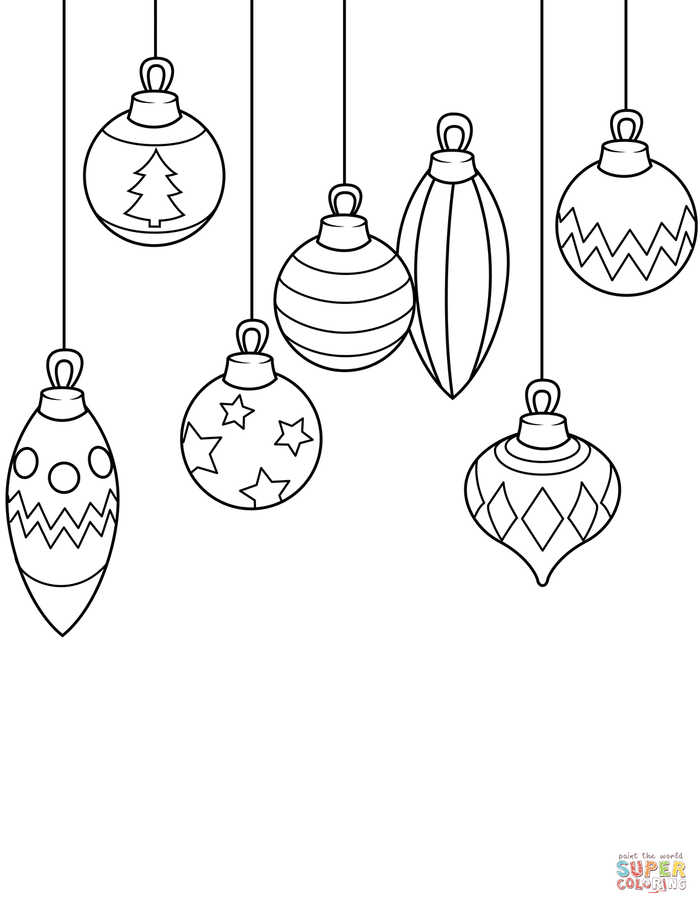 Simple Christmas Ornaments Coloring Page