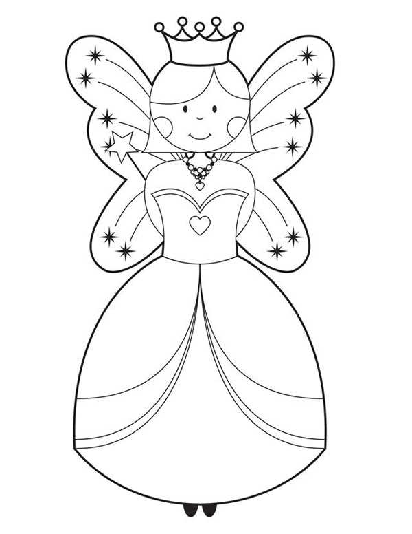 Simple Princess Queen Coloring Page