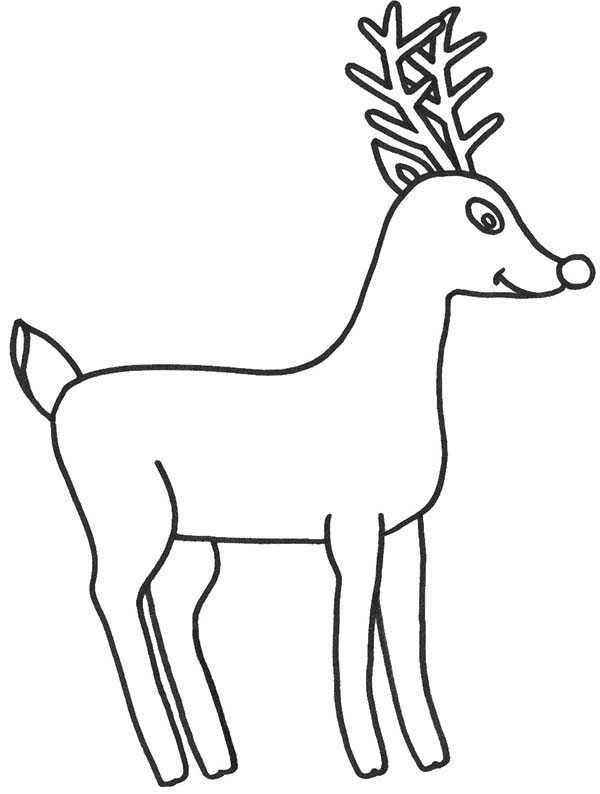 Simple Reindeer Christmas Coloring Pages For Preschoolers