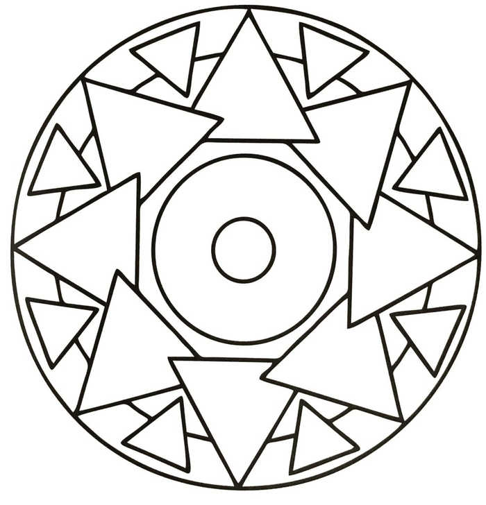 Simple Triangle Mandala For Kids