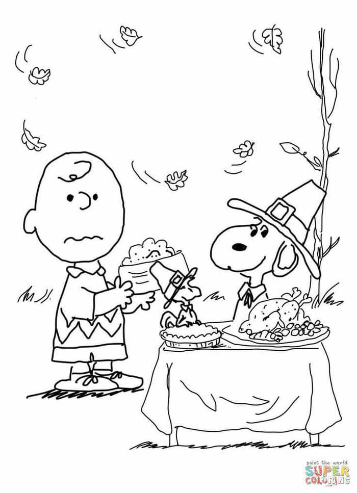 Snoopy Thanksgiving Coloring Pages