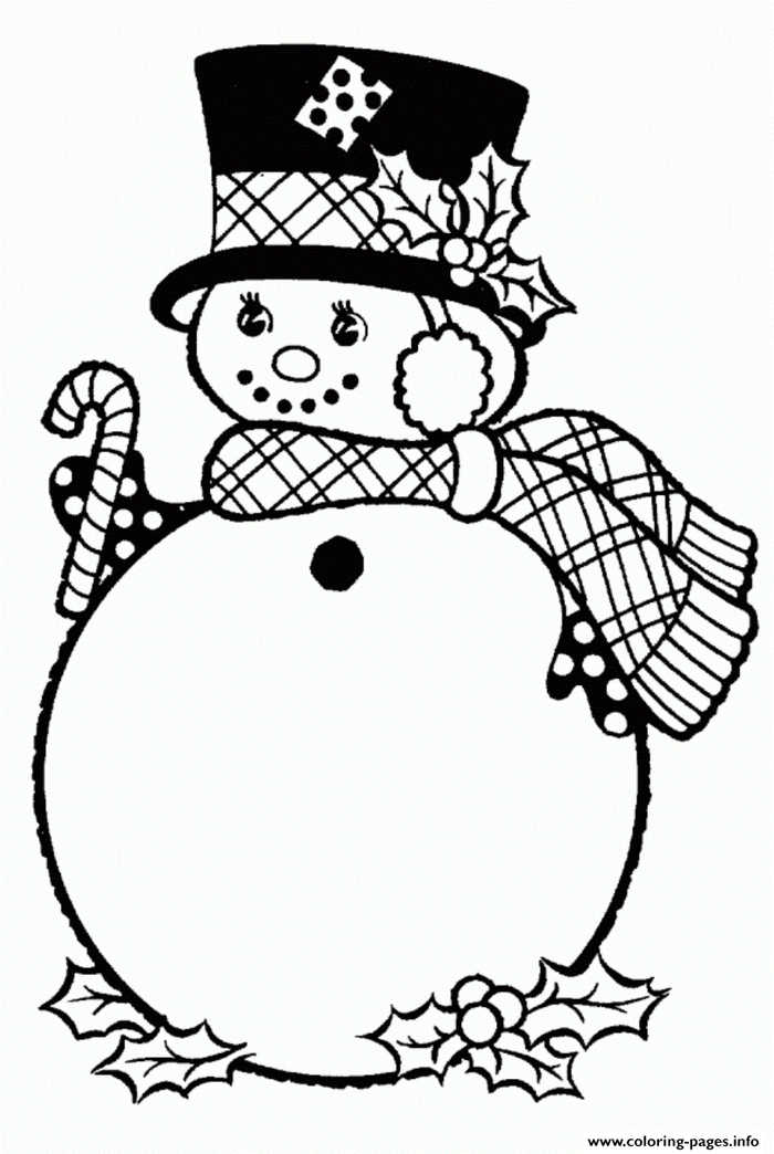 Snowman With Candy Cane Coloring Pages