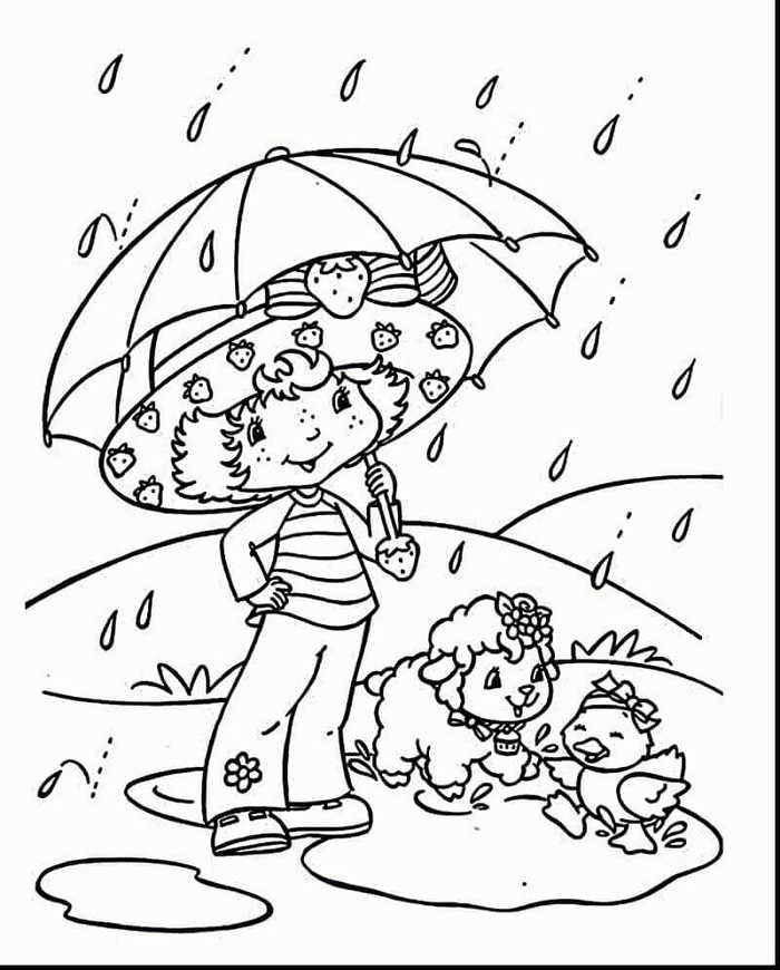 Strawberry Shortcake Rainy Day Coloring Image