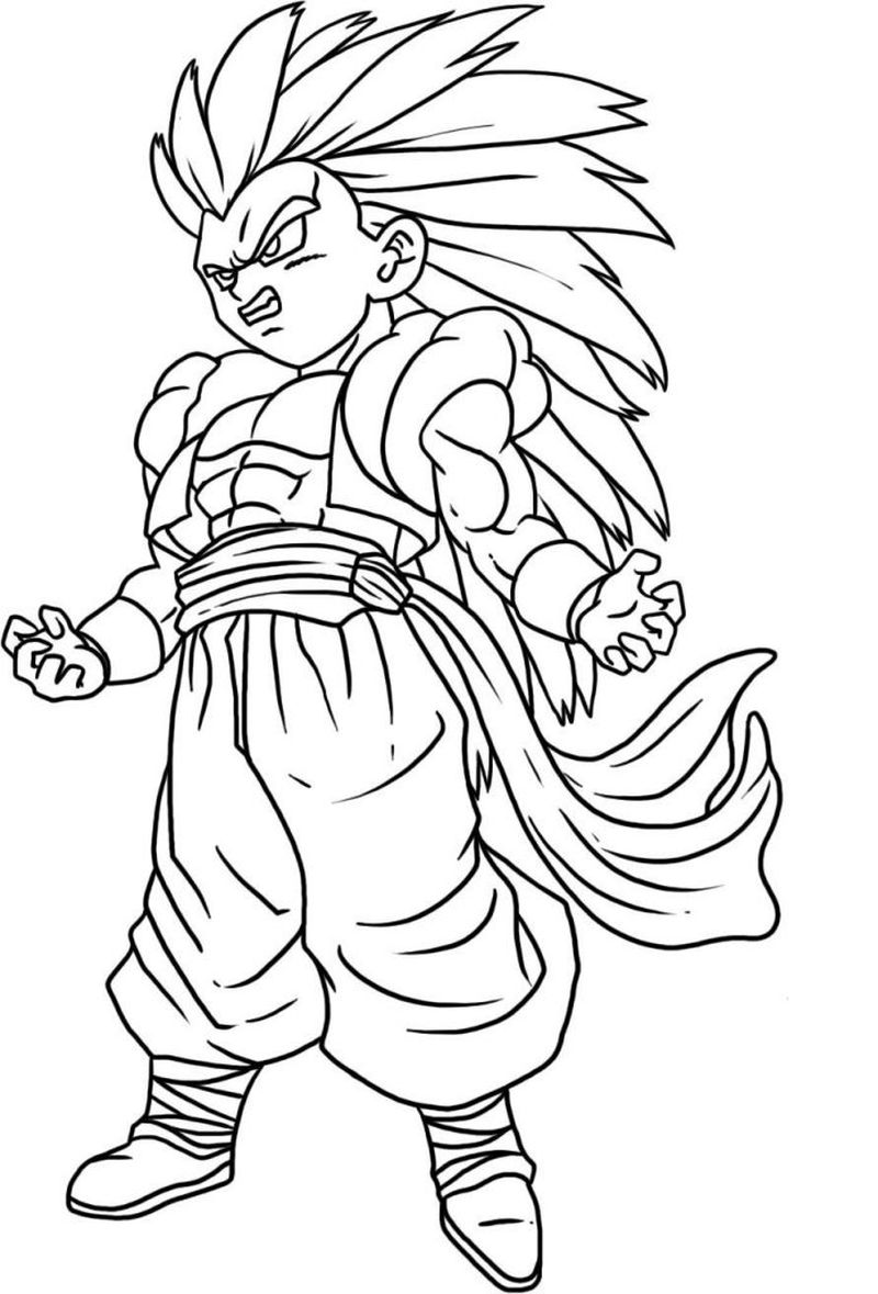 Super Saiyan 3 Gotenks Dragon Ball Z Coloring Pages