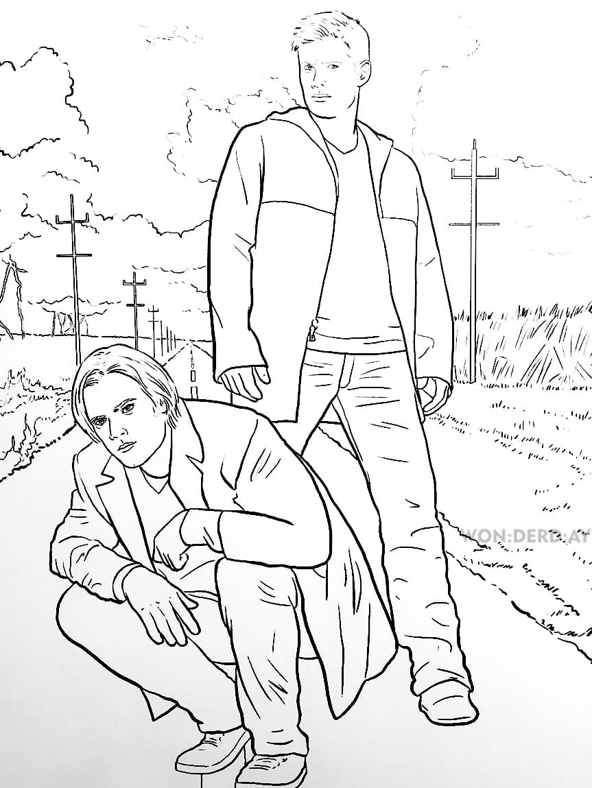 supernatural coloring pages dean and castiel