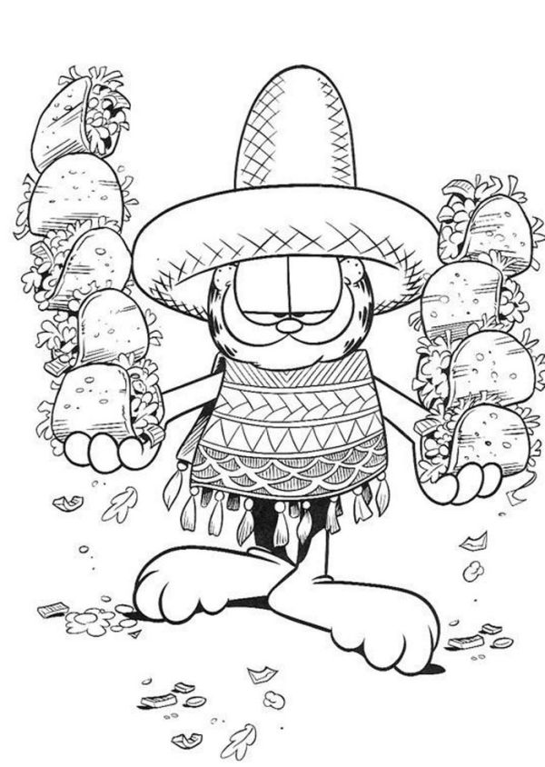 Tacos and garfield coloring pages