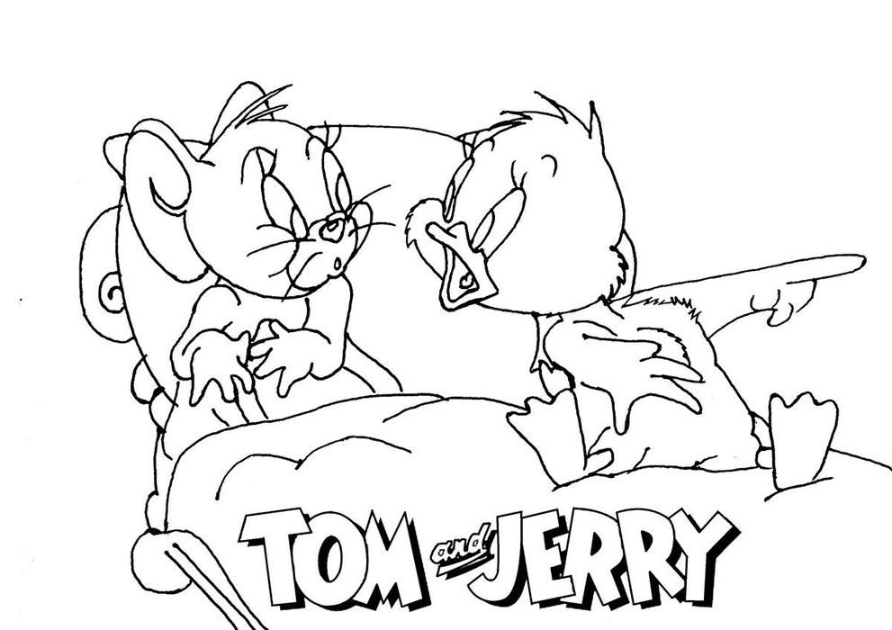 Tom And Jerry Fighting With Baby Duck Coloring Pages