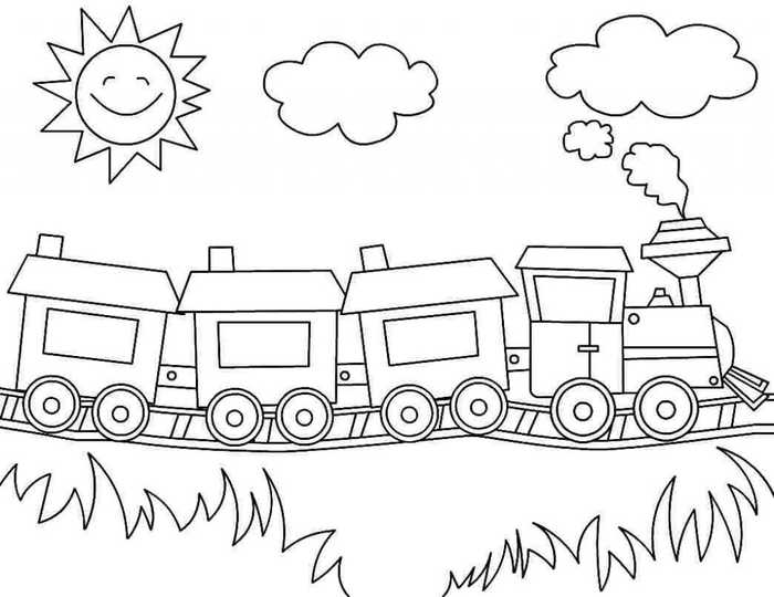 Train Coloring Page For Kindergarten