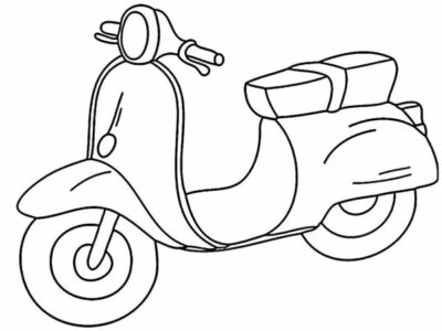 Vespa cartoon coloring sheet for kids