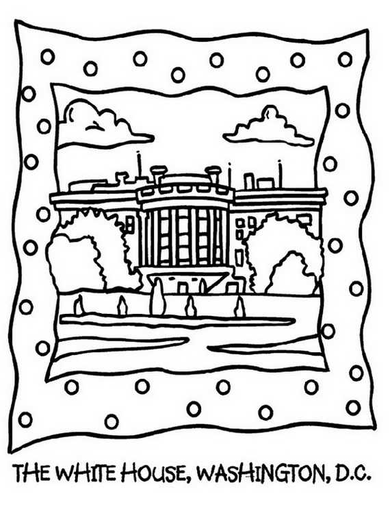 White House Presidents Day Coloring Page