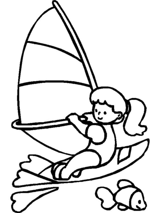 wind surfing coloring pages for kids