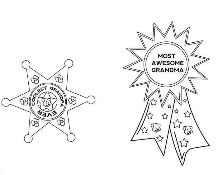 Worlds Best Grandpa And Grandma Badge Coloring Page