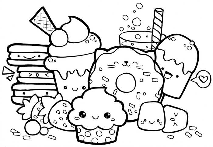 Yummy Kawaii Coloring Pages