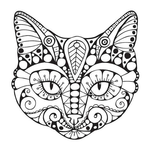 Zen Face Cat Coloring Page