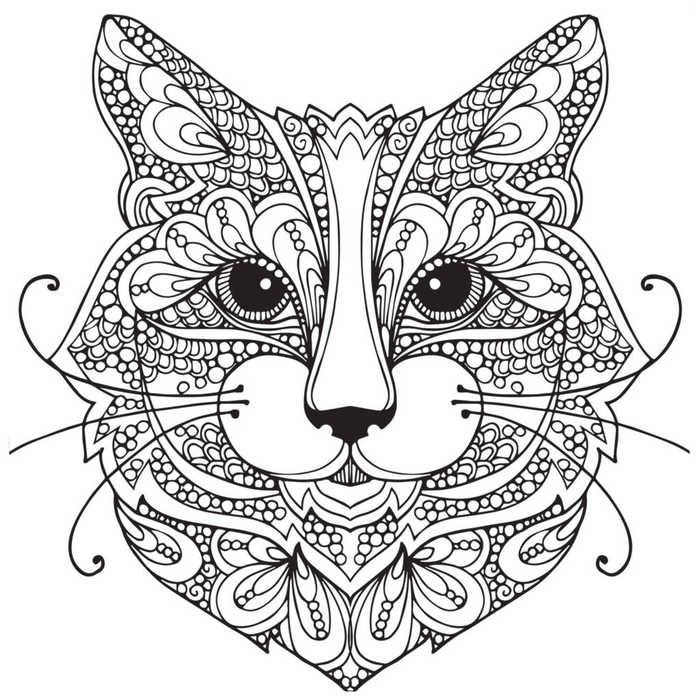 Zen Face Cat Coloring Pages For Adults