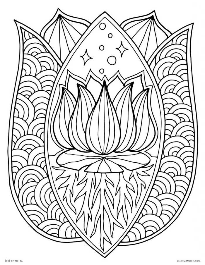 Zen Lotus Flower Coloring Page For Adults