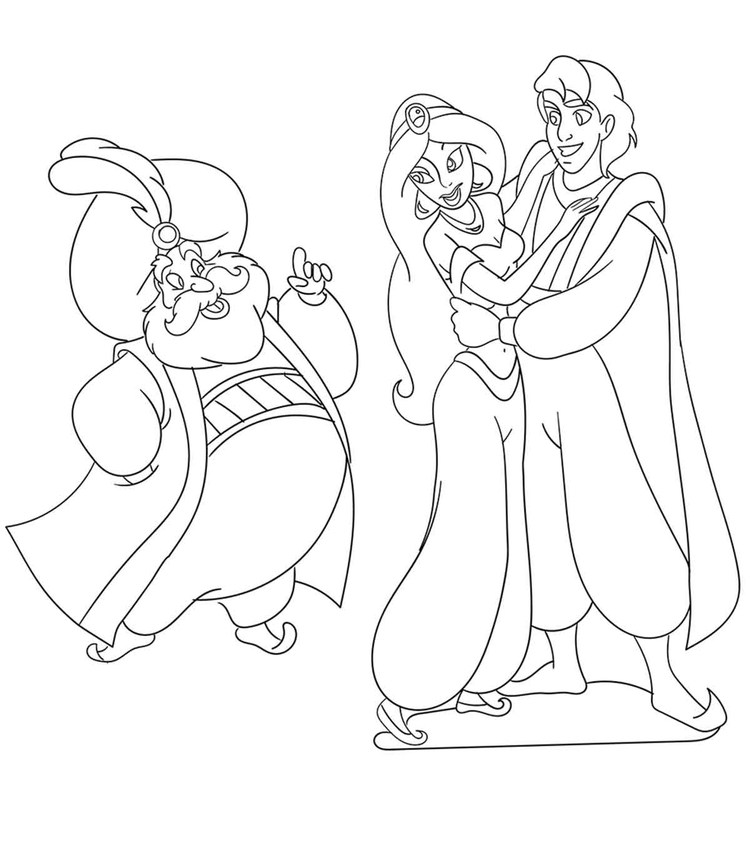 aladdin coloring pages jasmine and her dad