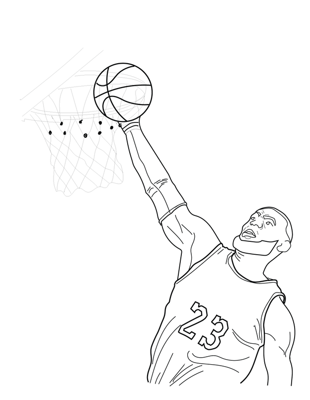 lebron james dunking coloring pages