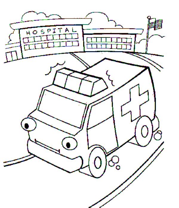 ambulance hospital coloring page