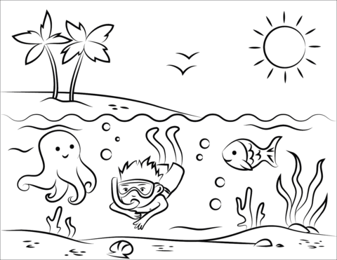 beach coloring pages pdf