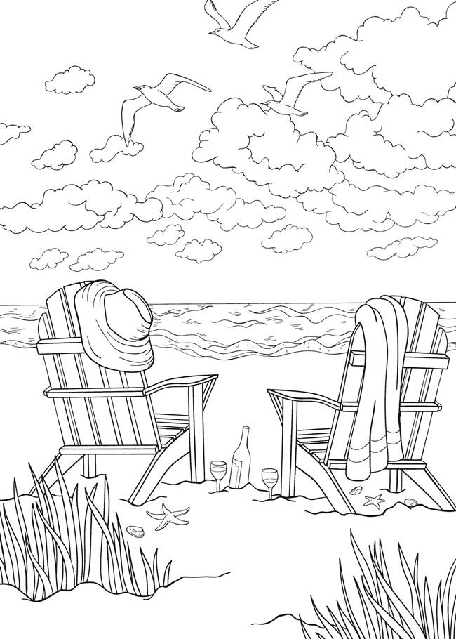 beach printable coloring pages