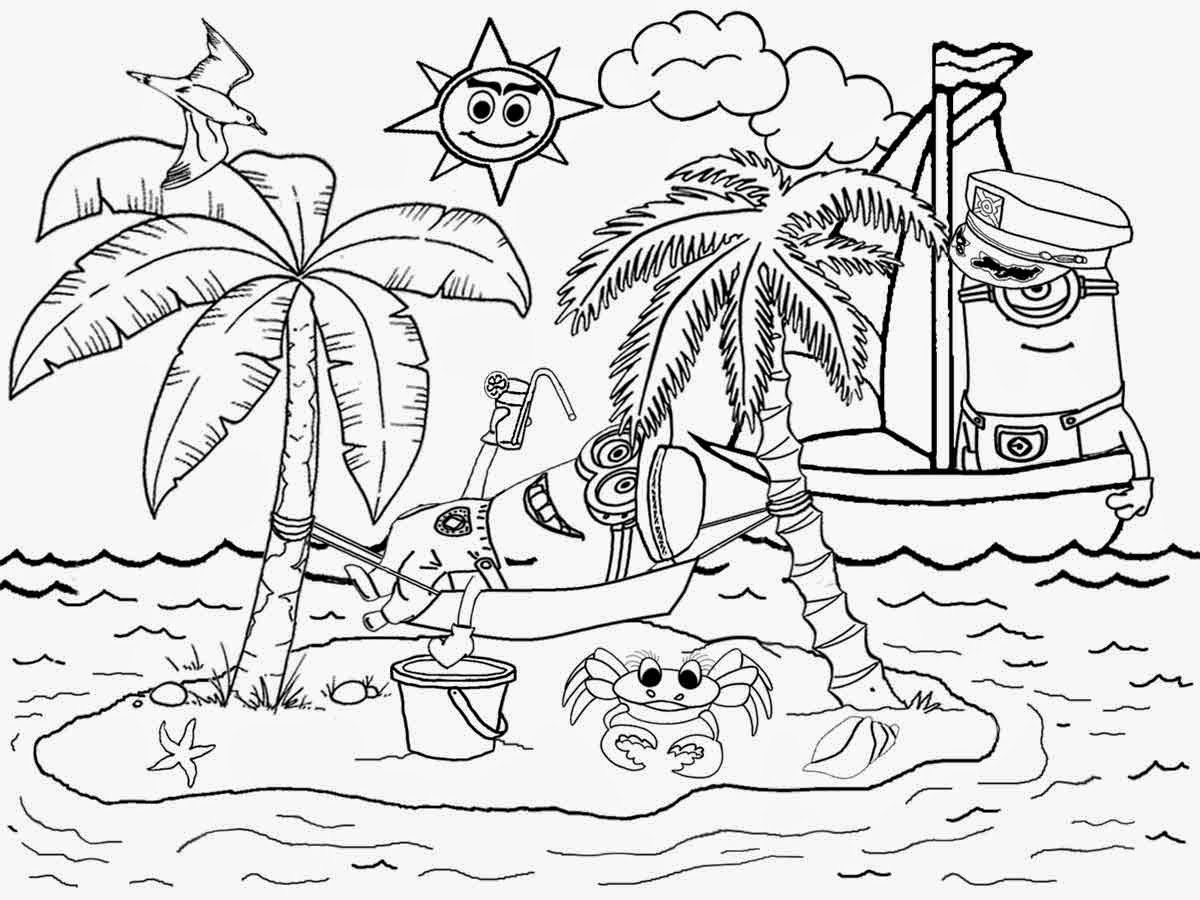 beach summer coloring pages