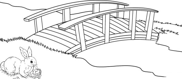 best wooden bridge in village coloring page