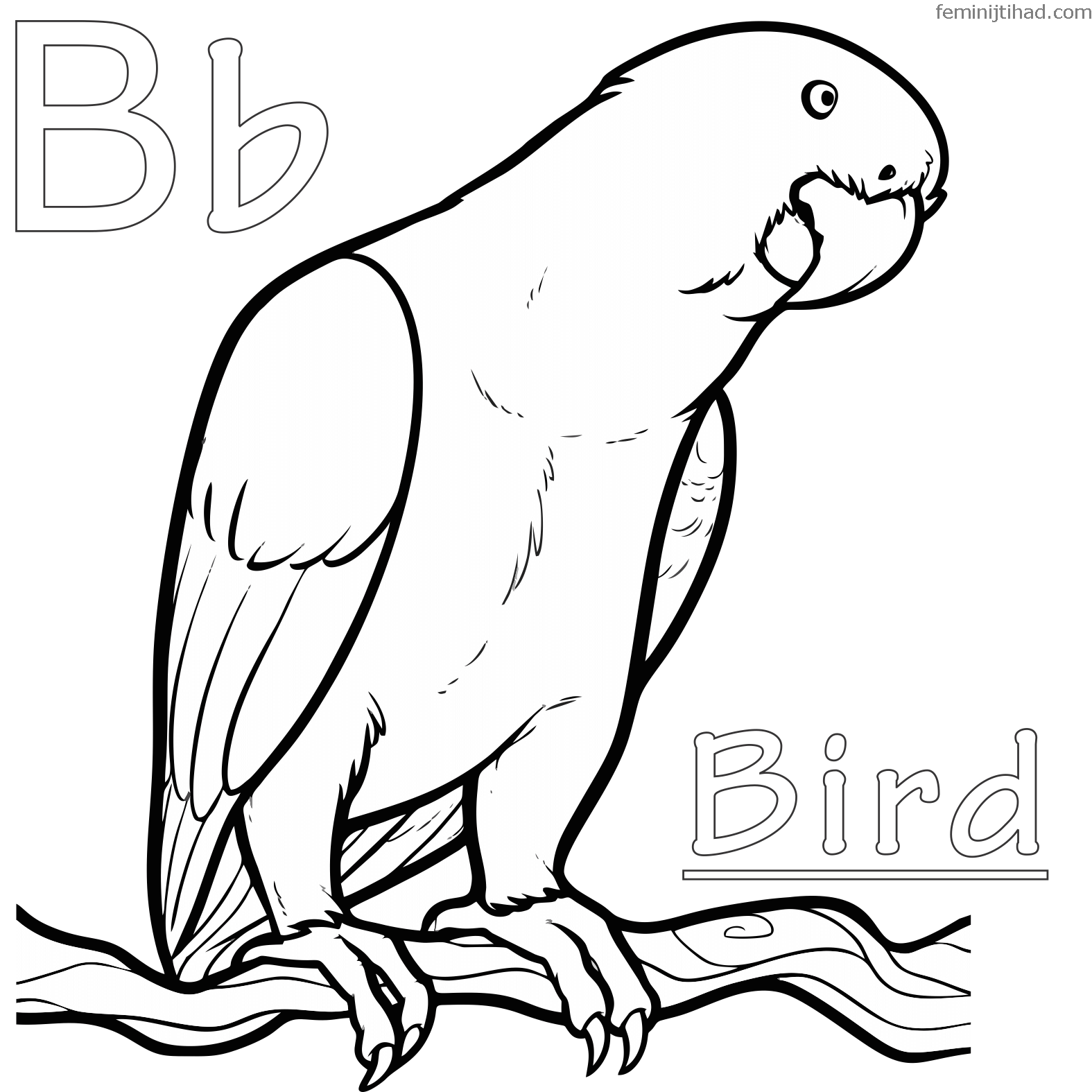 bird in tree coloring page