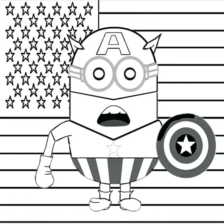 minion captain america coloring pages