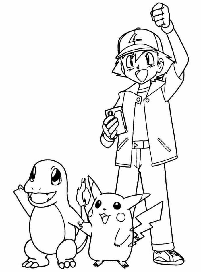 charmander and pikachu coloring pages