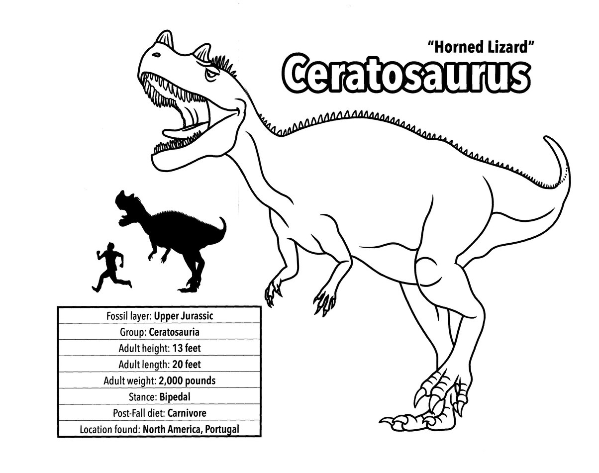 printable ceratosaurus coloring pages