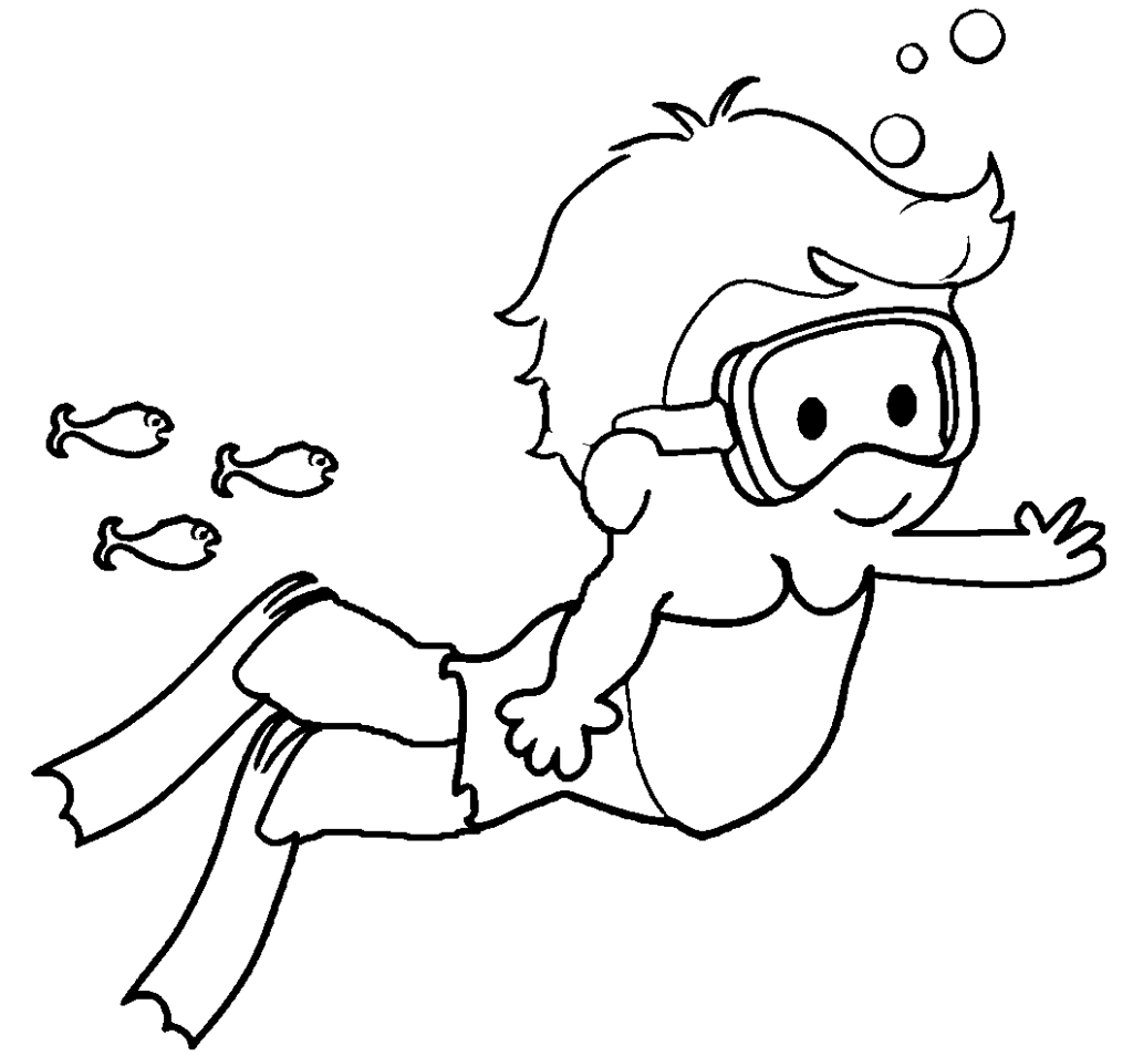 swimming coloring pages for toddlers