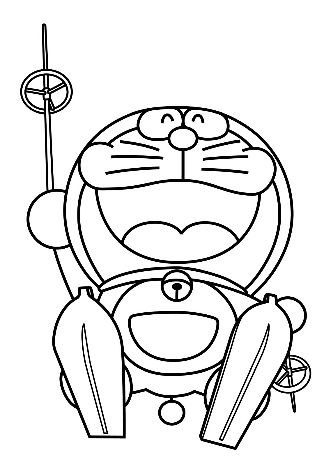 doraemon skiing coloring pages