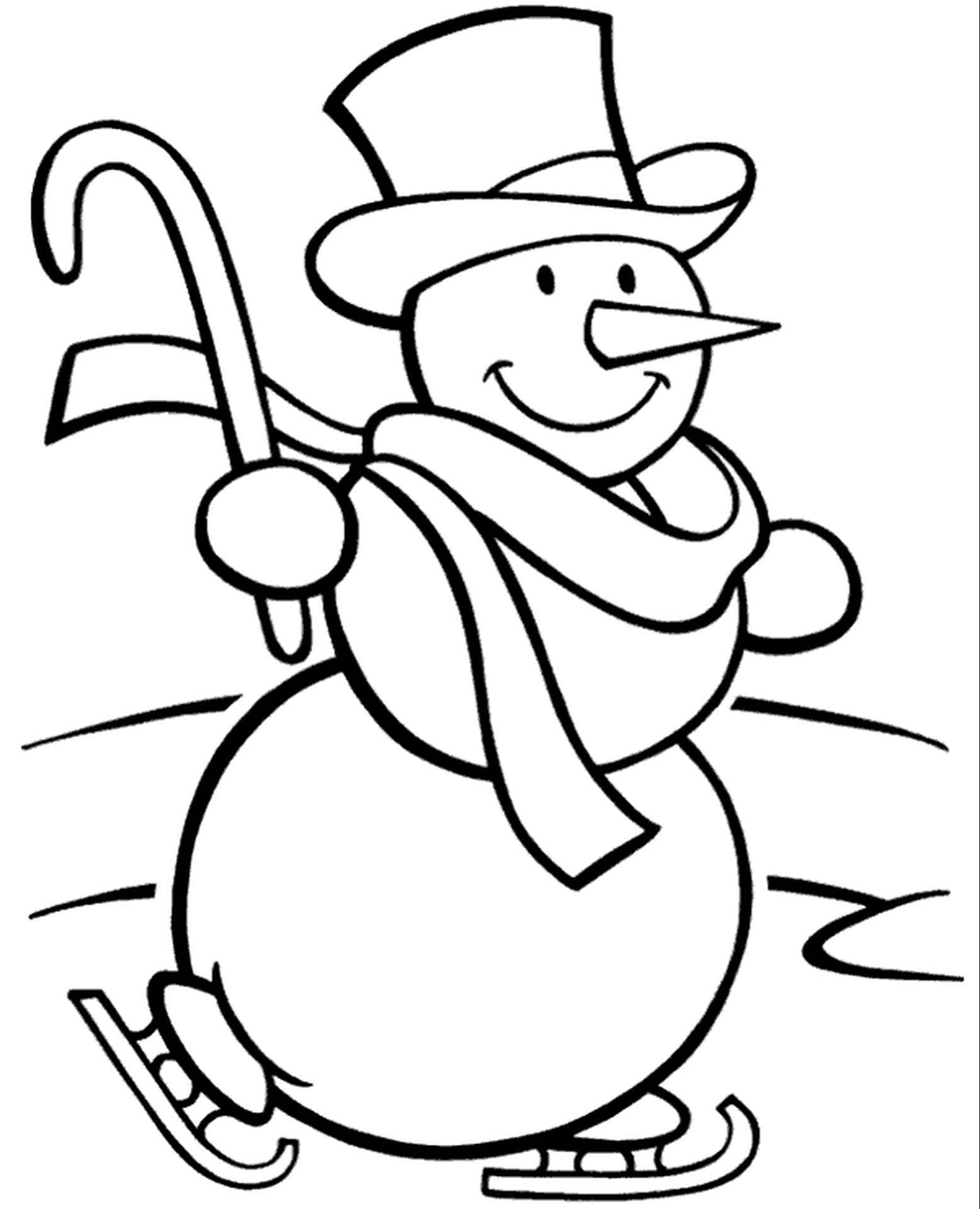 snowman skating coloring page